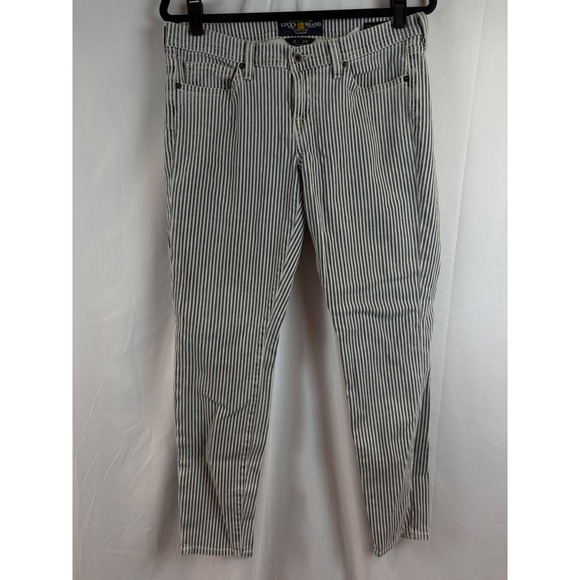 Lucky Brand Striped Jeans Women Size 8 29 Inseam Charlie Skinny - Picture 6 of 7